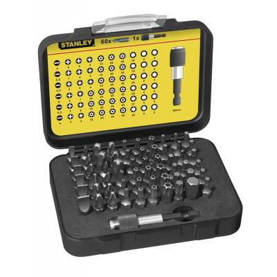 COFFRET D'EMBOUTS DE VISSAGE 1/4" 25MM - JEU DE 61 PIÈCES - GAMME PRO STANLEY 1-13-902