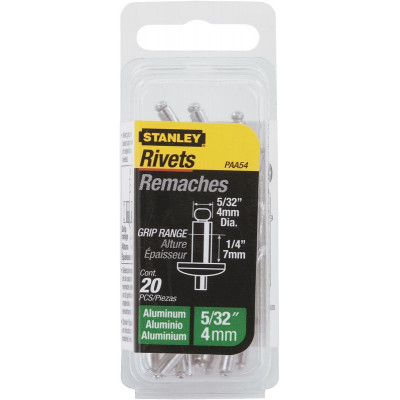 RIVET ALUMINIUM 4MM X 6,35 - BOITE DE 20 PIÈCES STANLEY 1-PAA54T