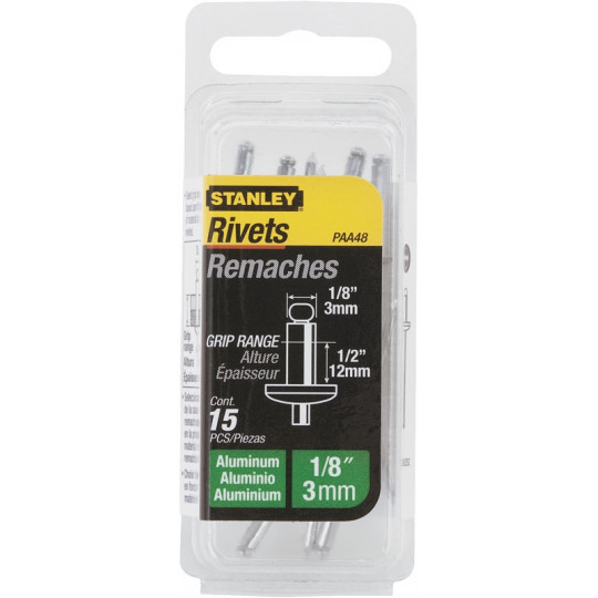 STANLEY RIVET ALUMINIUM 5MM X 3 BOITE DE 15 PIÈCES 1PAA62T