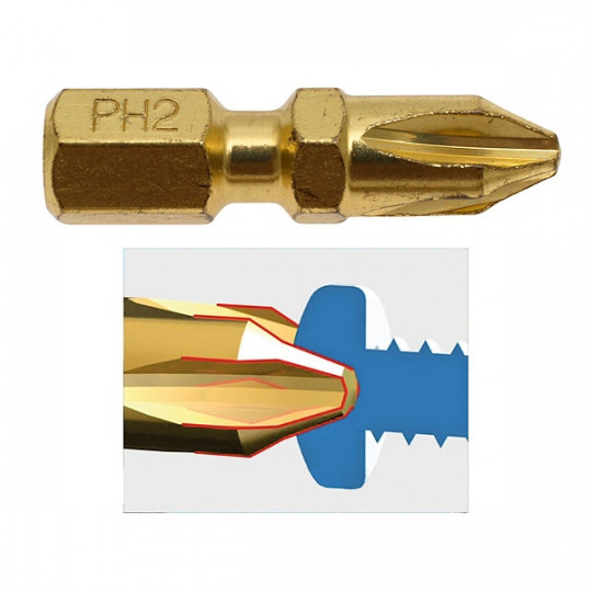 Makita PH2-25 Torsionsbits – 2 Stück, Robuster Schraubaufsatz Für Holz