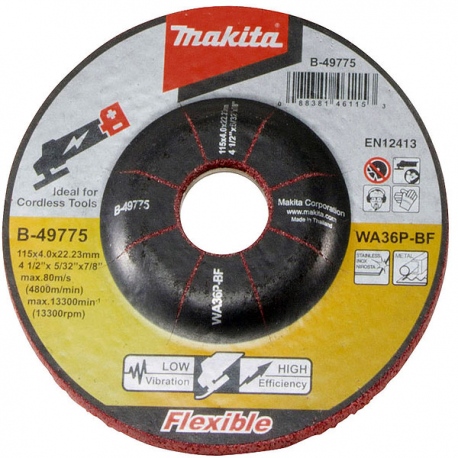 Makita B-49775 Meule à ébarber flexible pour métal et inox, pour meuleuses d'angle à batterie