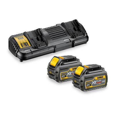 Pack 2 batteries XR FLEXVOLT 18V/54V 6Ah/2Ah Li-Ion + chargeur double  Dewalt | DCB132T2