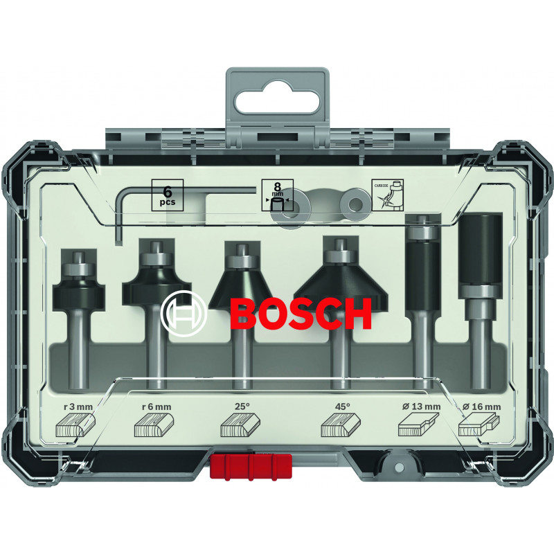 Coffret 6 fraises 6mm-ARASER CHANFREINER Bosch Professional | 2607017468