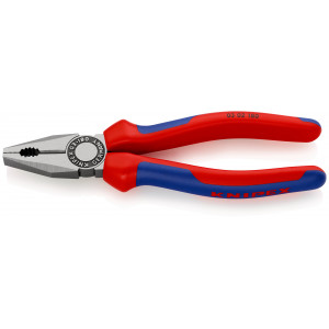 Pince universelle avec gaines bi-matière noire atramentisée 180 mm KNIPEX | 03 02 180