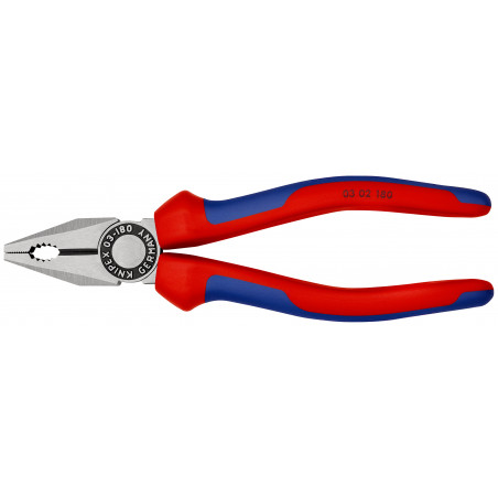 Pince universelle avec gaines bi-matière noire atramentisée 180 mm KNIPEX | 03 02 180