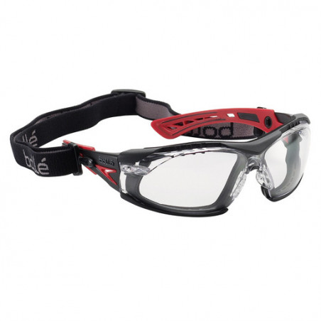 Lunette RUSH + BRANCHE BI-MATIERE NOIR/ROUGE Bollé Safety | RUSHPFSPSI
