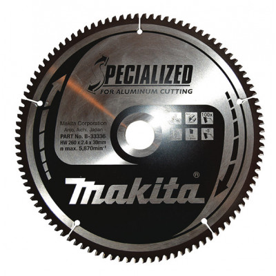 Lame de scies à onglet Makita pour aluminium et métaux non ferreux, mélaminé et pvc  alésage 30 mm 100 dents | B-33336