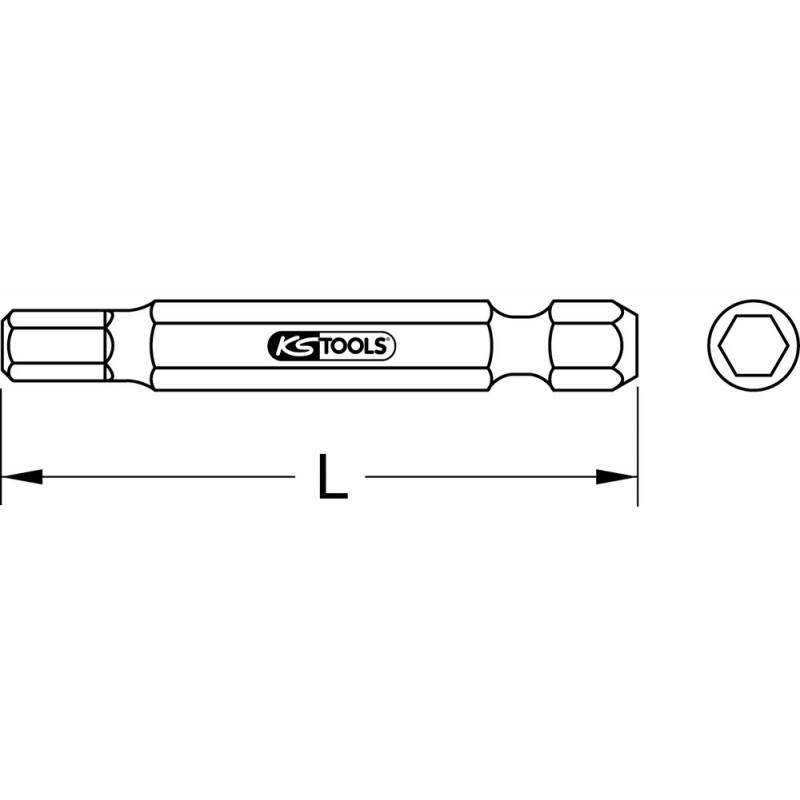 Boîte de 5 embouts de vissage 6 pans, L.50 mm - 1/4'' - 8 mm KSTools | 911.3579