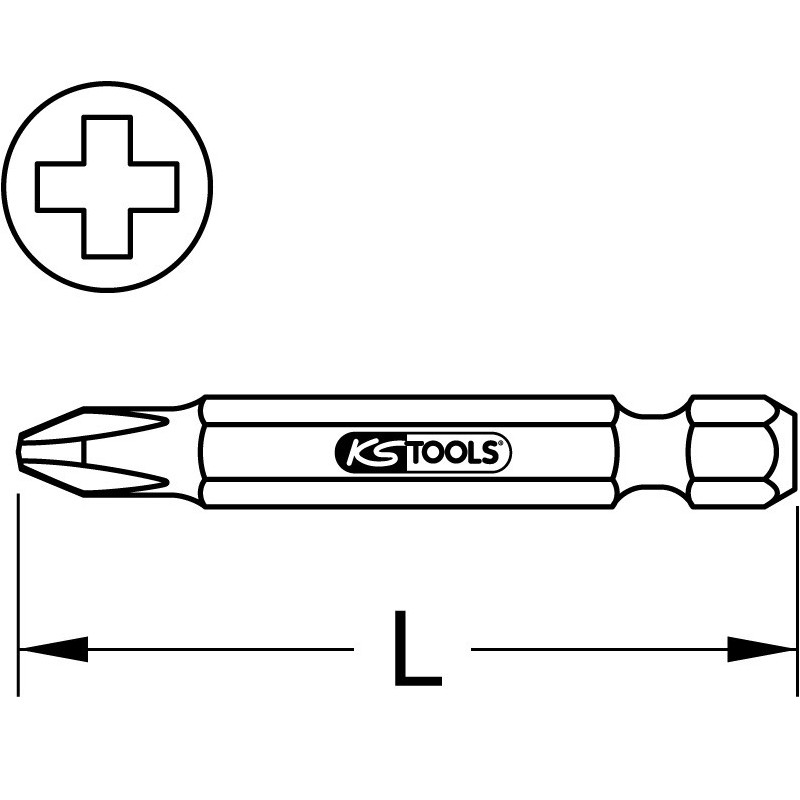 Boîte de 5 embouts de vissage PHILLIPS®, L.75 mm - 1/4'' - PH3 KSTools | 911.7739