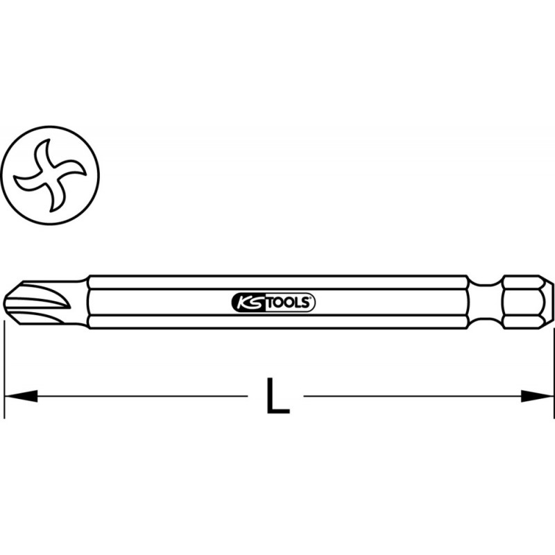 Boîte de 5 embouts de vissage TORQ-SET®, L.75 mm - 1/4'' -  4 KSTools | 911.8382