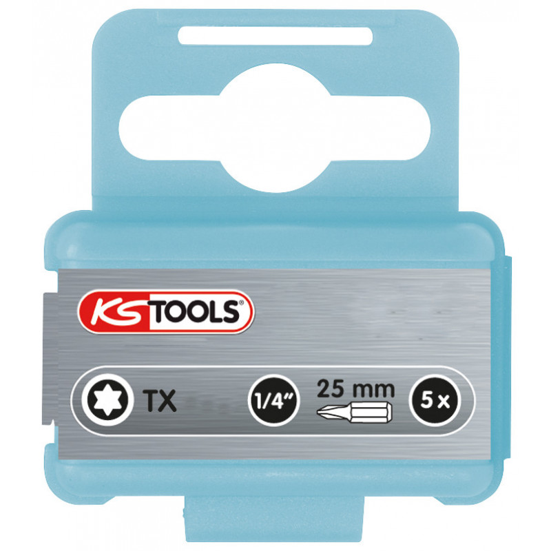 Boite de 5 embouts de vissage INOX TORX 1/4" - L.25mm, T30 KSTools | 910.2330