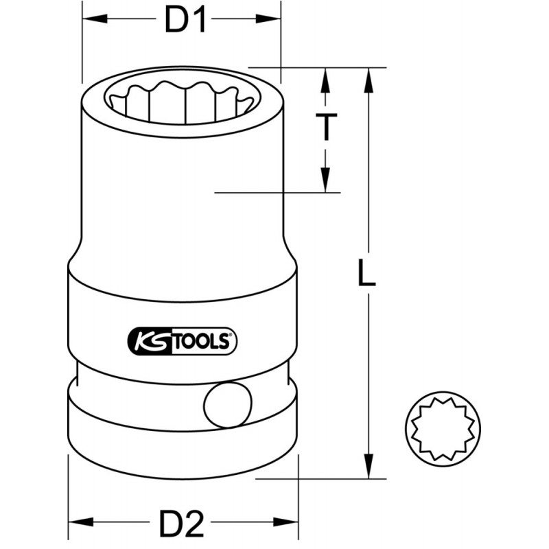 Douille à chocs 12 pans 3/8", 19 mm KSTools | 515.0969
