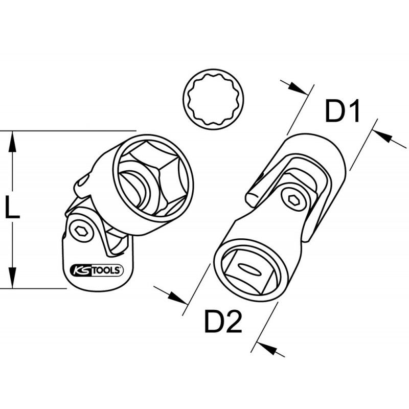 Douille 12 pans articulée 3/8" articulée, 19 mm KSTools | 917.4861