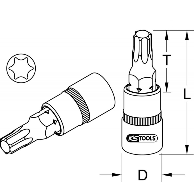 Douille tournevis TORX® 3/4'', L.80 mm – T90 KSTools | 911.3471