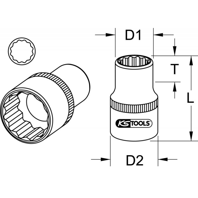 Douille 12 pans 1'', 2.13/16" KSTools | 911.0801