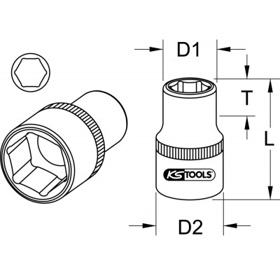 Douille 6 pans – 1'',2.1/8" KSTools | 911.1821