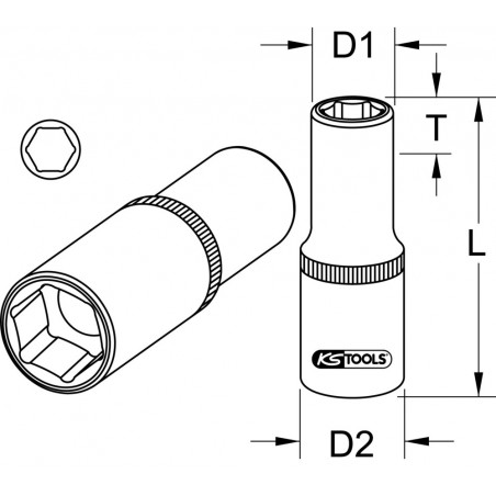 Douille longue 6 pans ULTIMATE 1/2'', 25 mm KSTools | 917.1328
