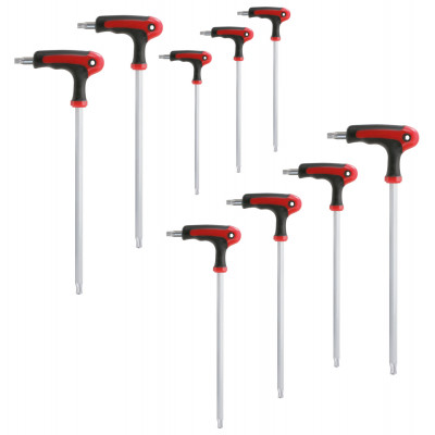 Jeu de clés mâle TORX tête sphérique à poignée en T, 9 pcs KSTools | 151.8185