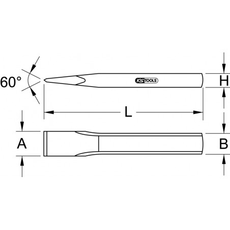 Burin nervuré tête ovale 21mm, Longueur 150mm KSTools | 156.0692