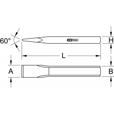 Burin nervuré tête ovale 27mm, Longueur 200mm KSTools | 156.0693