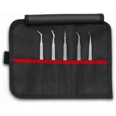 Lot de 5 pinces brucelles SMD en trousse tissu - KNIPEX | 92 00 03