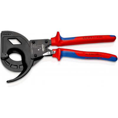 Coupe-câbles à cliquet 320mm - Cu/Al Ø60mm/600mm² - Gainage bi-matière - KNIPEX | 95 32 320