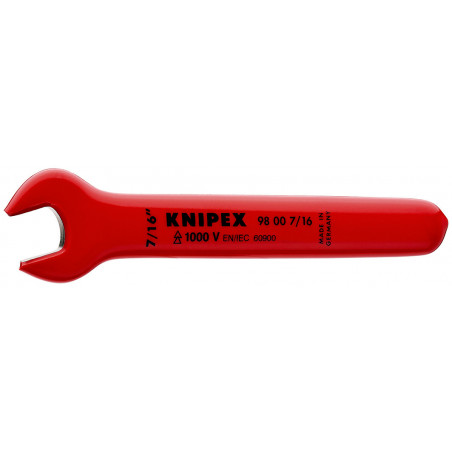 Clé à fourche - 7/16'' - Tête inclinée à 15° - Longueur 120mm - Isolée 1000V - KNIPEX | 98 00 7/16"