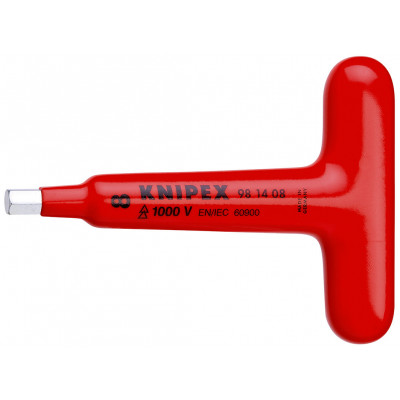 Clé 6 pans mâle avec poignée en T - 6mm - Longueur 120mm - Isolée 1000V - KNIPEX | 98 14 06
