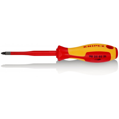Tournevis Slim cruciforme Pozidriv® - PZ2 - Isolé 1000V - Longueur lame 100mm - KNIPEX | 98 25 02 SL