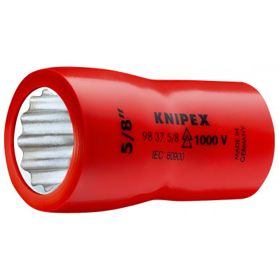 Douille - 5/8" - Carré femelle 3/8" - 12 pans - Gainage surmoulé isolé 1000V - KNIPEX | 98 37 5/8"