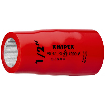 Douille - 1/2" - Carré femelle 1/2" - 12 pans - Gainage surmoulé isolé 1000V - KNIPEX | 98 47 1/2"