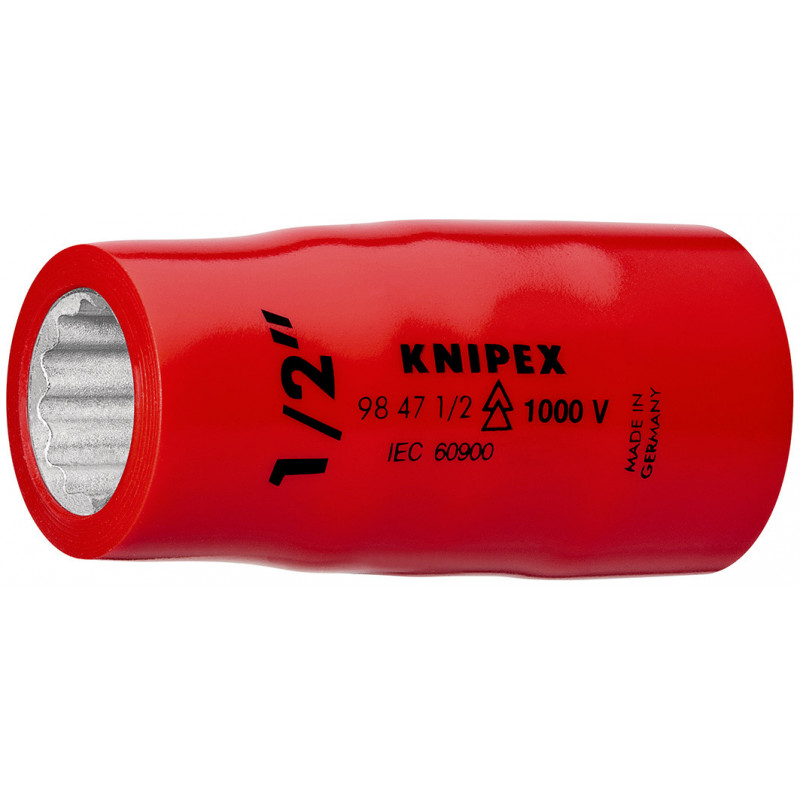 Douille - 1/2" - Carré femelle 1/2" - 12 pans - Gainage surmoulé isolé 1000V - KNIPEX | 98 47 1/2"
