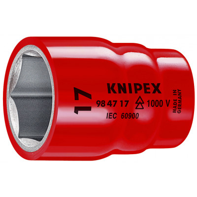 Douille - 27mm - Carré femelle 1/2" - 6 pans - Gainage surmoulé isolé 1000V - KNIPEX | 98 47 27