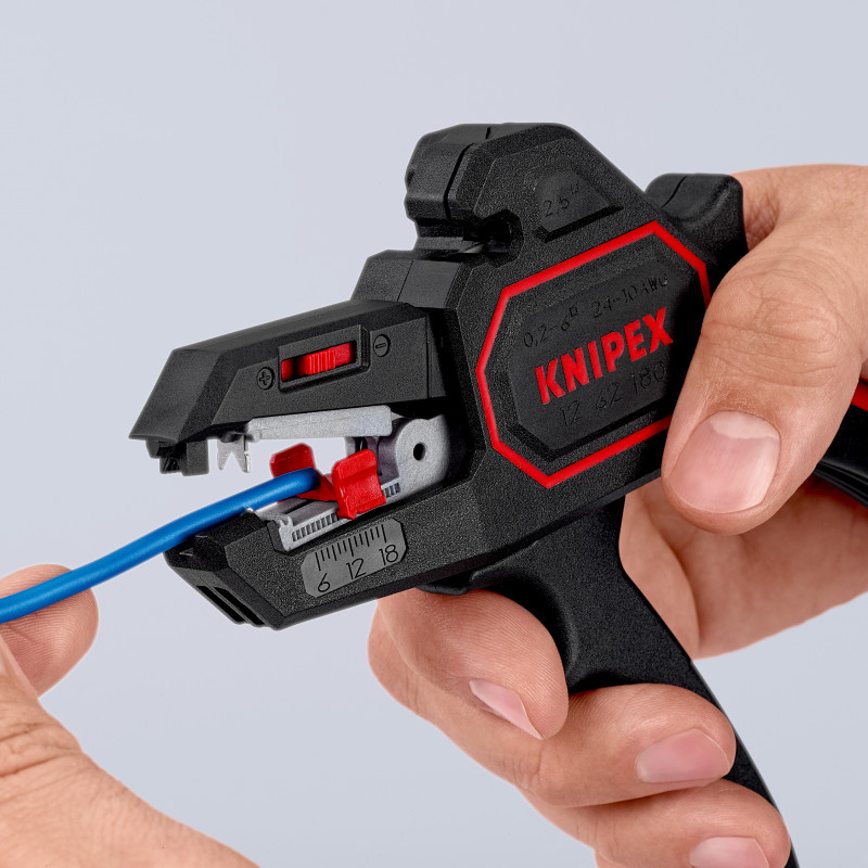 Pince à dénuder automatique de 0,2 à 6mm² - Coupe-câble 2,5mm² - Sur carte  - KNIPEX