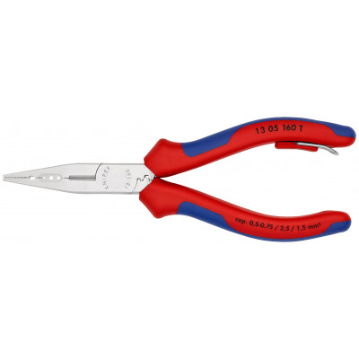 Pince multifonctions - 160mm - Bi-matière Chromée - Œillet antichute - Sur carte - KNIPEX | 13 05 160 T BK
