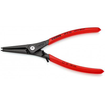 Pince circlips extérieurs de 40 à 100mm + vis de réglage - 180mm - Gainage PVC - KNIPEX | 49 31 A3