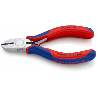 Pince coupante de côté avec ressort 110mm - Gainage bi-matière - Chromée - KNIPEX | 70 15 110