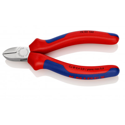 Pince coupante de côté électromécanicien 125mm Gainage bi-matière - Chromée - KNIPEX | 76 05 125