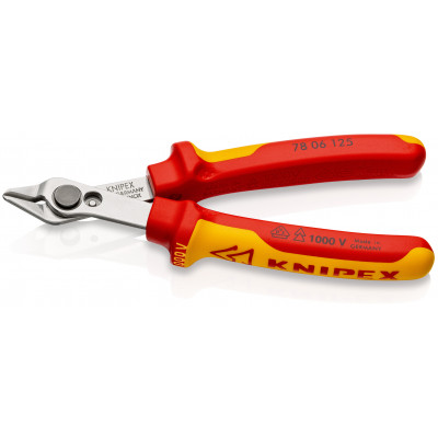 Pince coupante électronique Super Knips® 125mm Gainage bimatière 1000V Sur carte - KNIPEX | 78 06 125 SB
