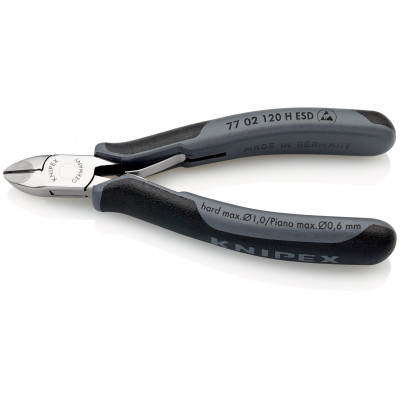 Pince coupante électronique tranchants au carbure rapportés 120mm - Gainage ESD - KNIPEX | 77 02 120 H ESD