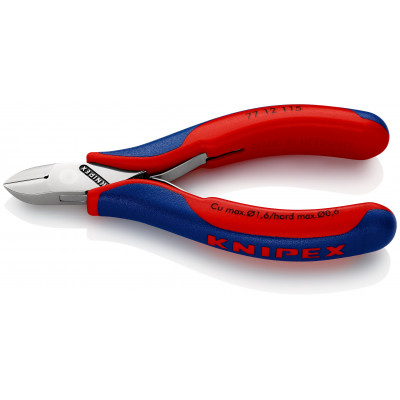 Pince coupante petit biseau 115mm - Serre-fils - Ressort - Gainage bi-matière - KNIPEX | 77 12 115