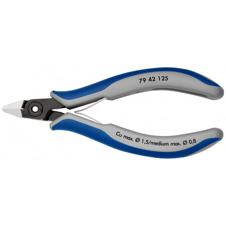 Pince coupante tête pointue petit biseau 125mm - Ressort - Gainage bi-matière - KNIPEX | 79 42 125