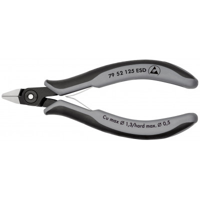Pince coupante tête pointue petit biseau 125mm - Ressort Gainage ESD Serre-fils - KNIPEX | 79 52 125 ESD