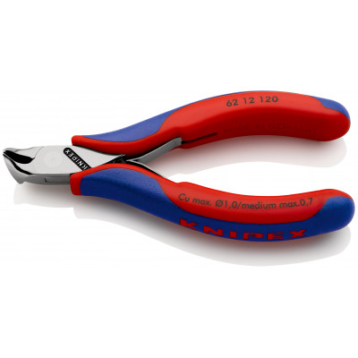 Pince électronique coupante de devant oblique à 15° - 120mm - Gainage bi-matiére - KNIPEX | 62 12 120