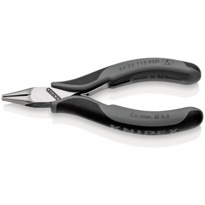 Pince électronique coupante de devant petit biseau 115mm - Gaine bi-matière ESD - KNIPEX | 64 22 115 ESD