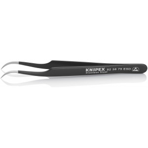 Brucelle de précision 120mm coudée 45° - ESD - Ultrafine - Acier inoxydable - KNIPEX | 92 38 75 ESD