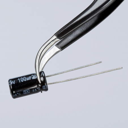 Brucelle de précision 120mm coudée 45° - ESD - Ultrafine - Acier inoxydable - KNIPEX | 92 38 75 ESD
