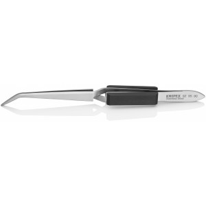 Brucelle de précision 160mm coudée 45° Becs croisés Pointes fines Acier chromé - KNIPEX | 92 95 90