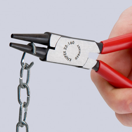 Pince à becs courts et ronds - 140mm - Gainage PVC - Tête polie - KNIPEX | 22 01 140