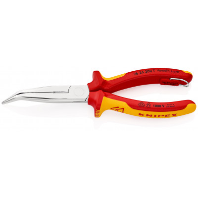 Pince à becs demi-ronds 200mm coudés 40° - Bi-matière - Chromée 1000V Antichute - KNIPEX | 26 26 200 T